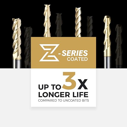 Miniatura 6 de ZahyoX Fresadora de extremo de nariz cuadrada con revestimiento ZrN de 2 flautas para aluminio, broca de enrutador CNC en espiral de carburo sólido,