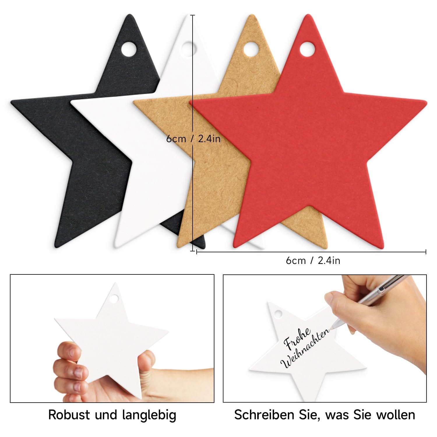 100 Étiquettes Cadeau Noël Alintor - Formes Étoile Et Rectangle | Pour Emballage Et Déco DIY