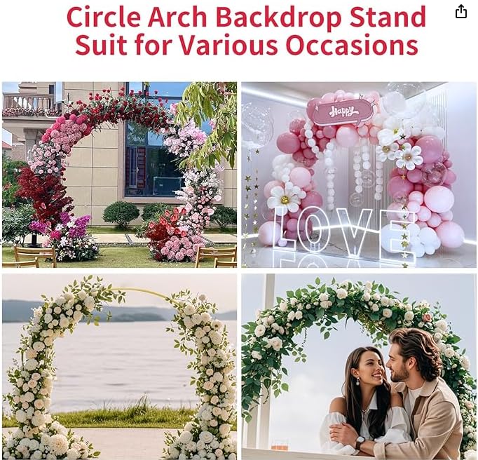 50% Off Wedding Arch Round Backdrop Stand - Gold Metal Frame - Image 6