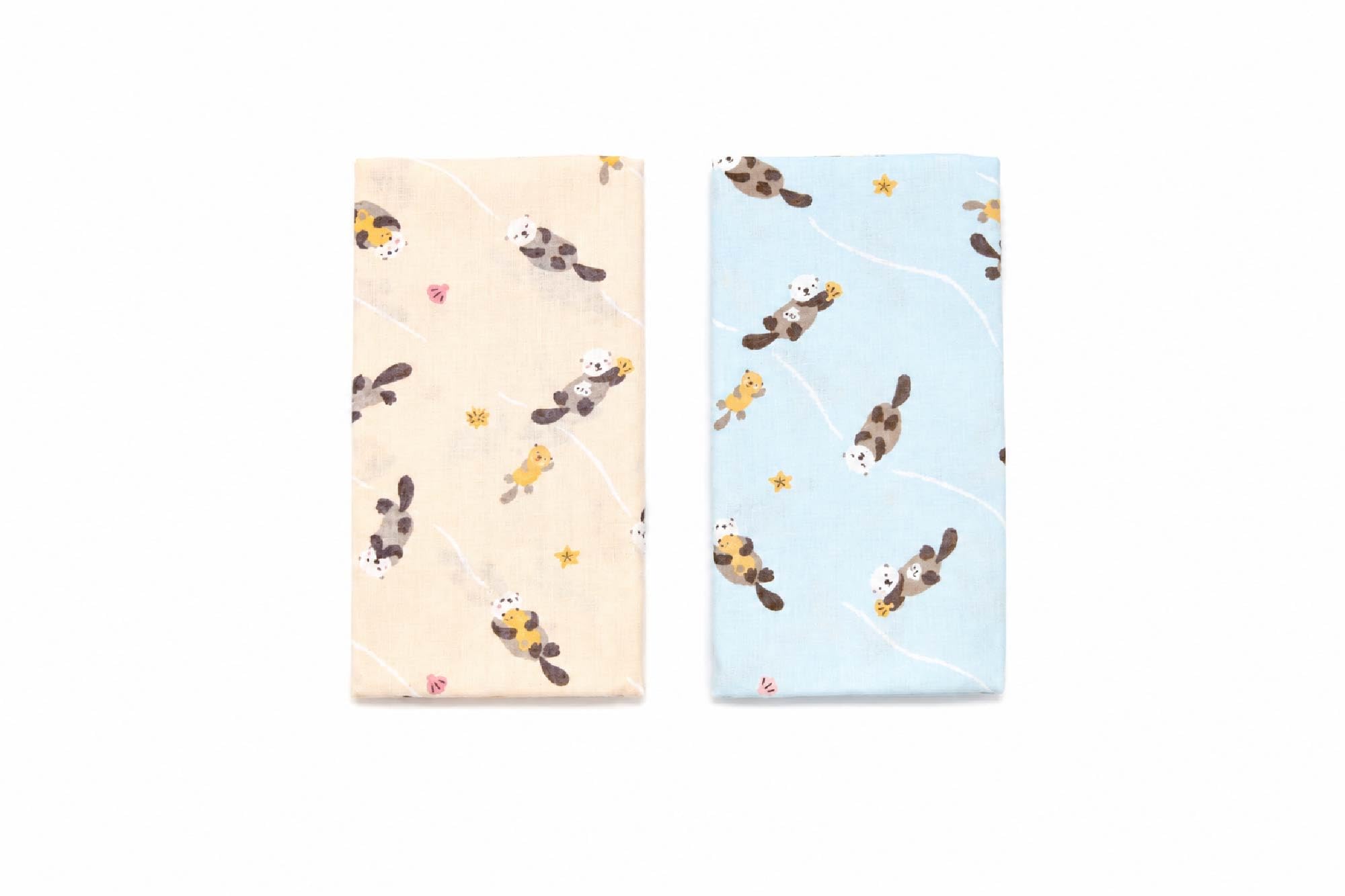 Neko Friend Sea Otter Print Japanese Gauze Tenugui Towel – Made In Japan (2, Medium)