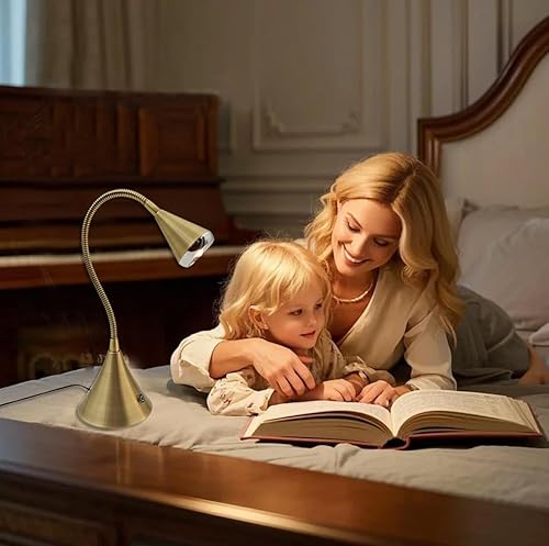 Miniatura 2 de HomeFocus Lámpara de escritorio, lámpara de mesita de noche, luz de tarea regulable, lámpara flexible de cuello de cisne, brillo de 3 toques y luz