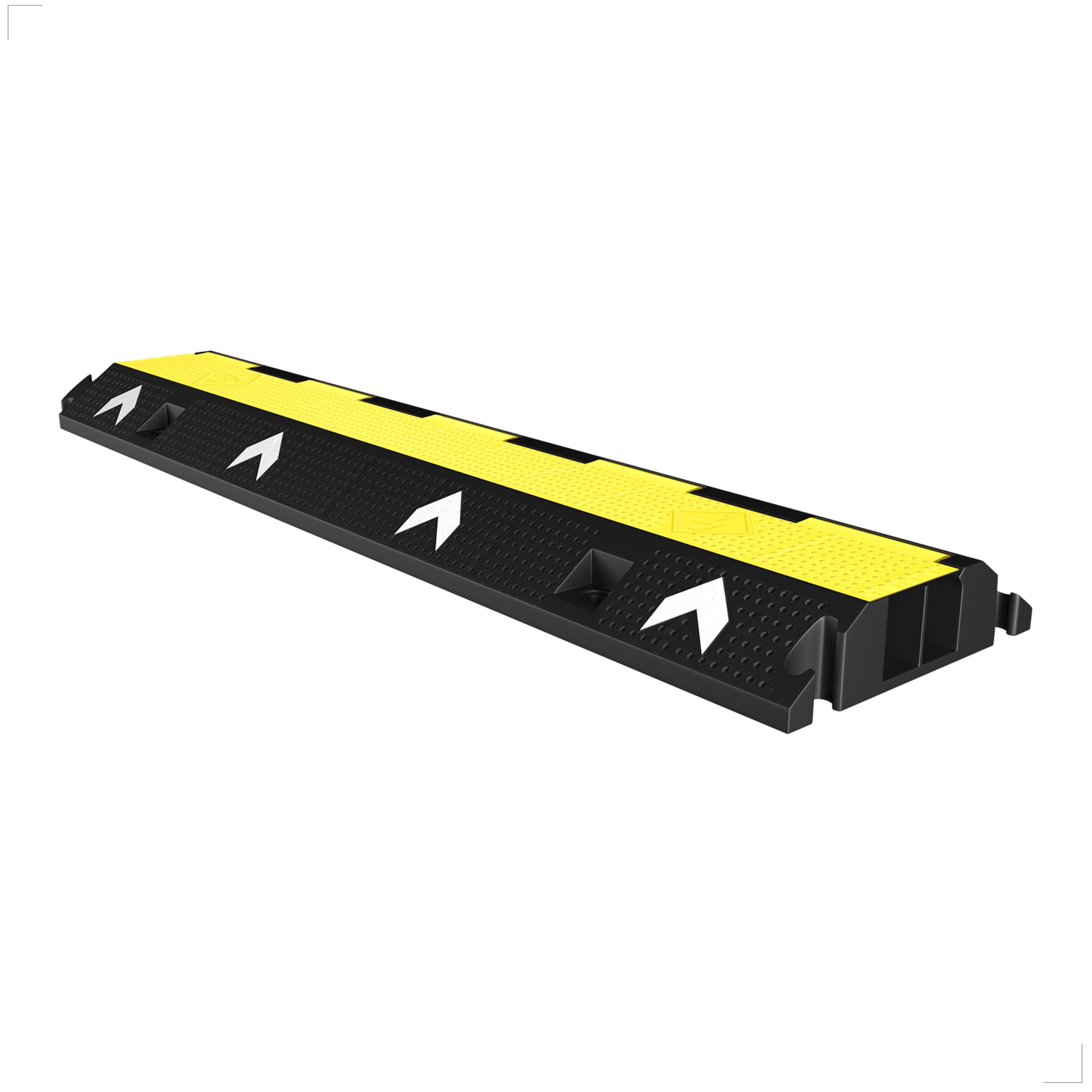 Cable Protector 2-Channel | Heavy-Duty Pedestrian Cable Ramp | Weatherproof PVC Outdoor Cable Cover with Bright Yellow Lid | Prevent Tripping Hazards and Cable Damage - Set of 1