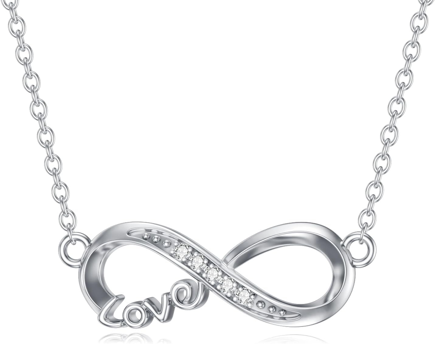 Diamond Infinity Necklace 925 Sterling Silver Love Infinity Pendant Necklace with Lab Grown Diamond Jewelry Gifts for Women