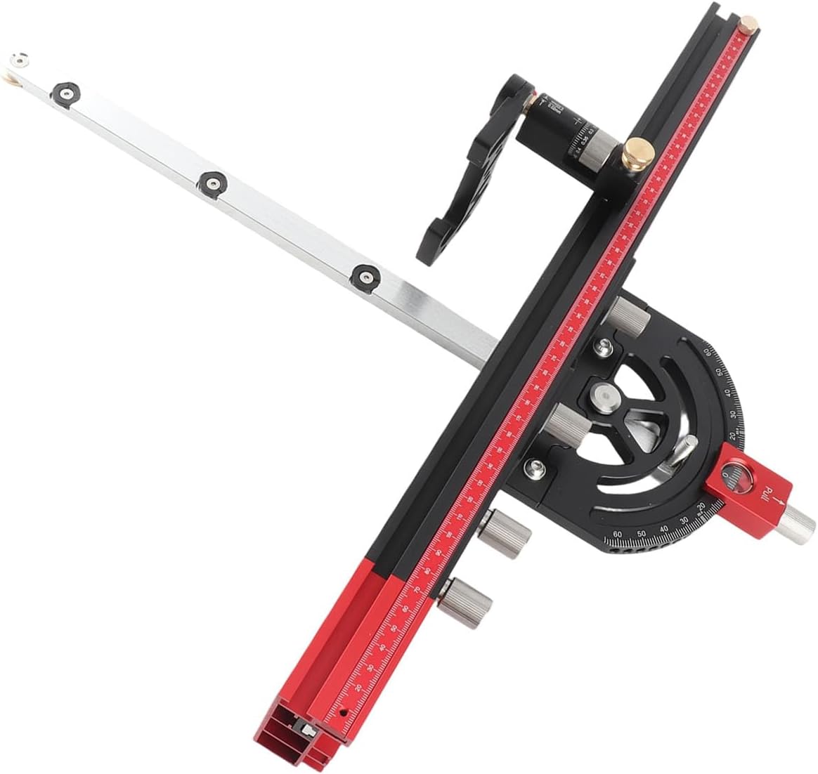 Eujgoov Table Saw Miter Guide, 13 Positive Angle Stops 20 Inch Extendable Fence Fine Adjustable Backing Block, with Sturdy Aluminum Alloy Construction, for Woodworking Band Saws Router