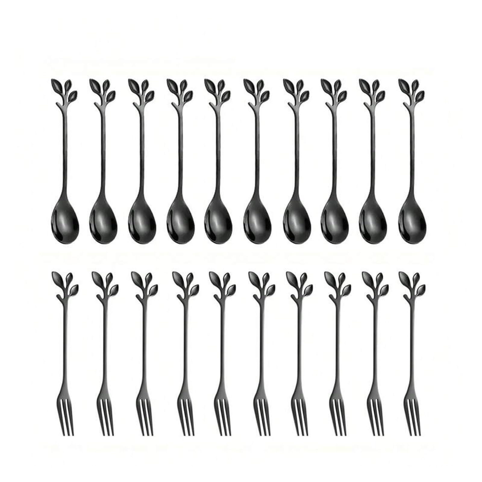 WZPTLKIBAD Dessert Fork Coffee Spoon, Stainless Steel Leaf Handle
