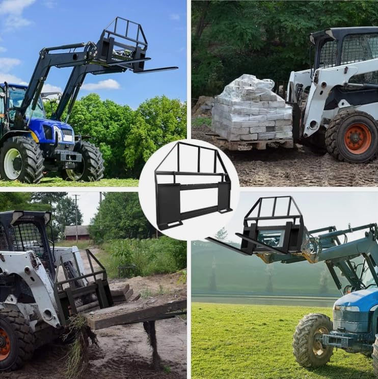 46" Quick Attach Mount Pallet Fork Frame 4000lbs Capacity Skid Steer Attachment