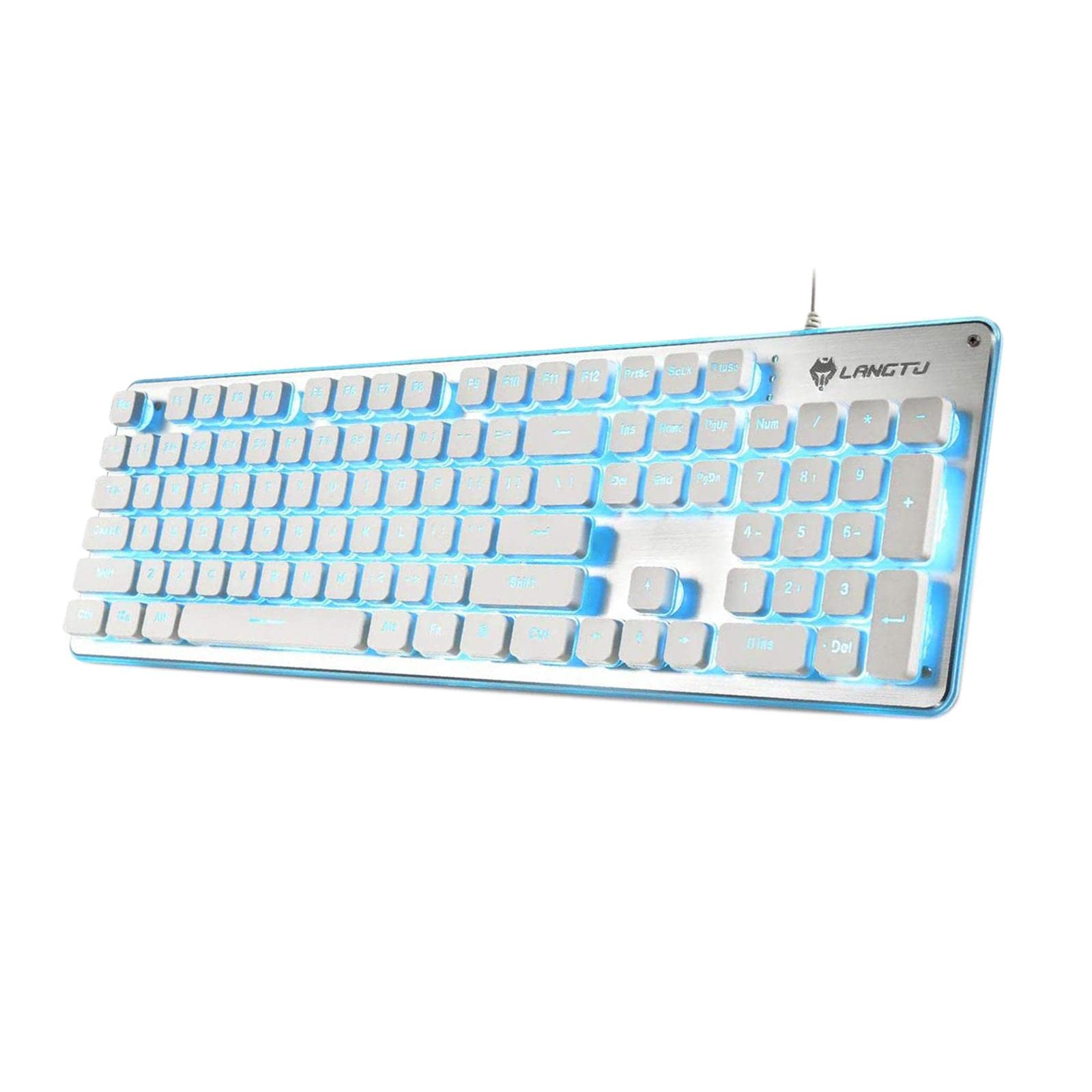 Membrane Gaming Keyboard All-Metal Panel Keyboard White Blue Light-image-21