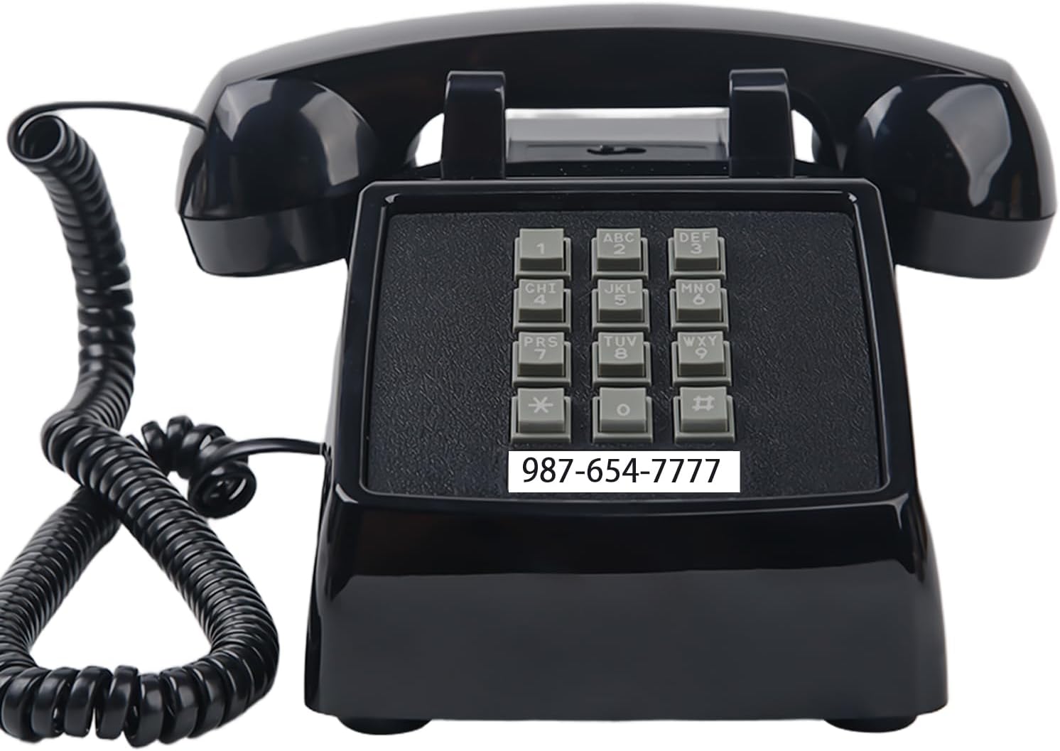 Classic Retro Landline Phone (Mechanical Ringer), Vintage Desk Phone (Hearing Aid Compatible), 2500 Desk Phone,Old Fashion Corded Telephone for Home, Plug and Play, Black