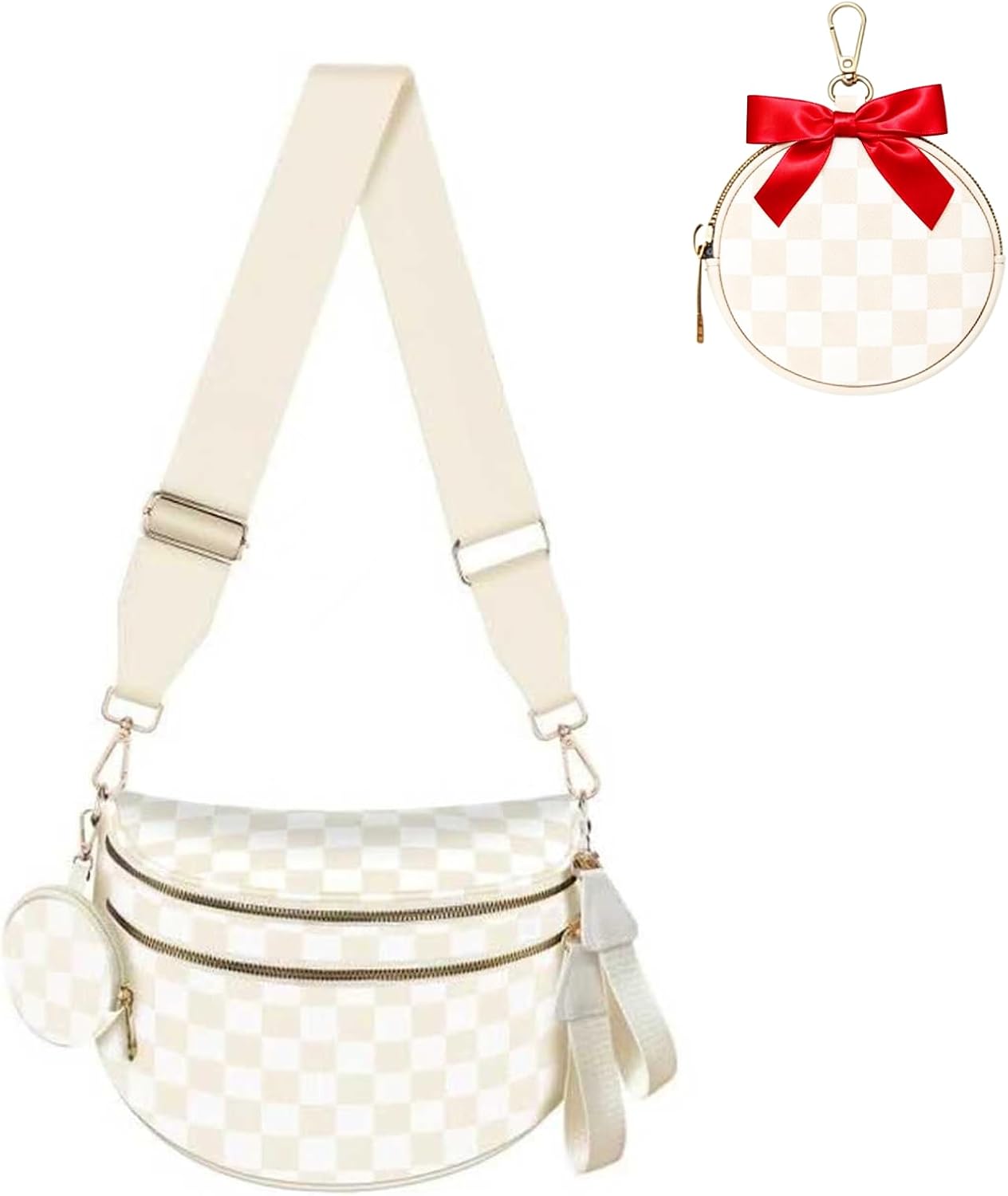 Emmafy Women's Crossbody Bag, Waterproof Oxford Cloth Waist Bag with Adjustable Shoulder Strap (Beige)