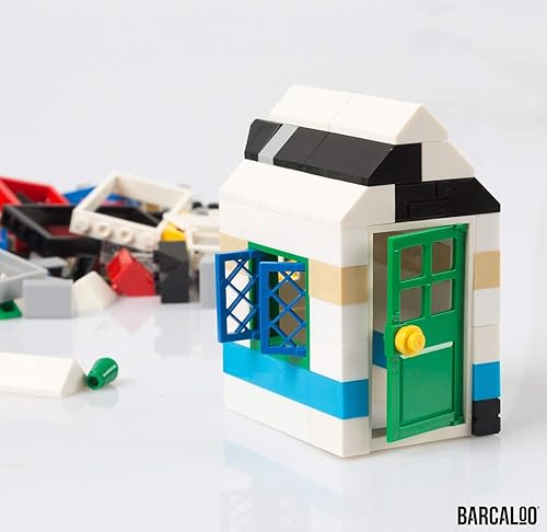 Miniatura 3 de Barcaloo Juego de 200 piezas de ladrillos de construcción para ventanas, puertas y techos, 7 colores clásicos, incluye ventanas, puertas y piezas de