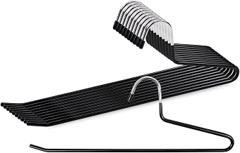 (GODA listed) ROROPOCO Non Slip Trouser Hanger for Slacks, Skirts, Denim, Long Skirt, Bottom Hanger, Muffler, Tie Pants, Non-Slip, Non-Tracing, Slim, Durable, Space Saving, Laundry Drying (10, Black)