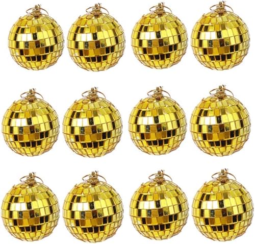 Miniatura 4 de Paquete de 2 adornos de bola de discoteca de espejo, decoración de fiesta de discoteca de los años 70, bola colgante para fiesta o efecto de luz de