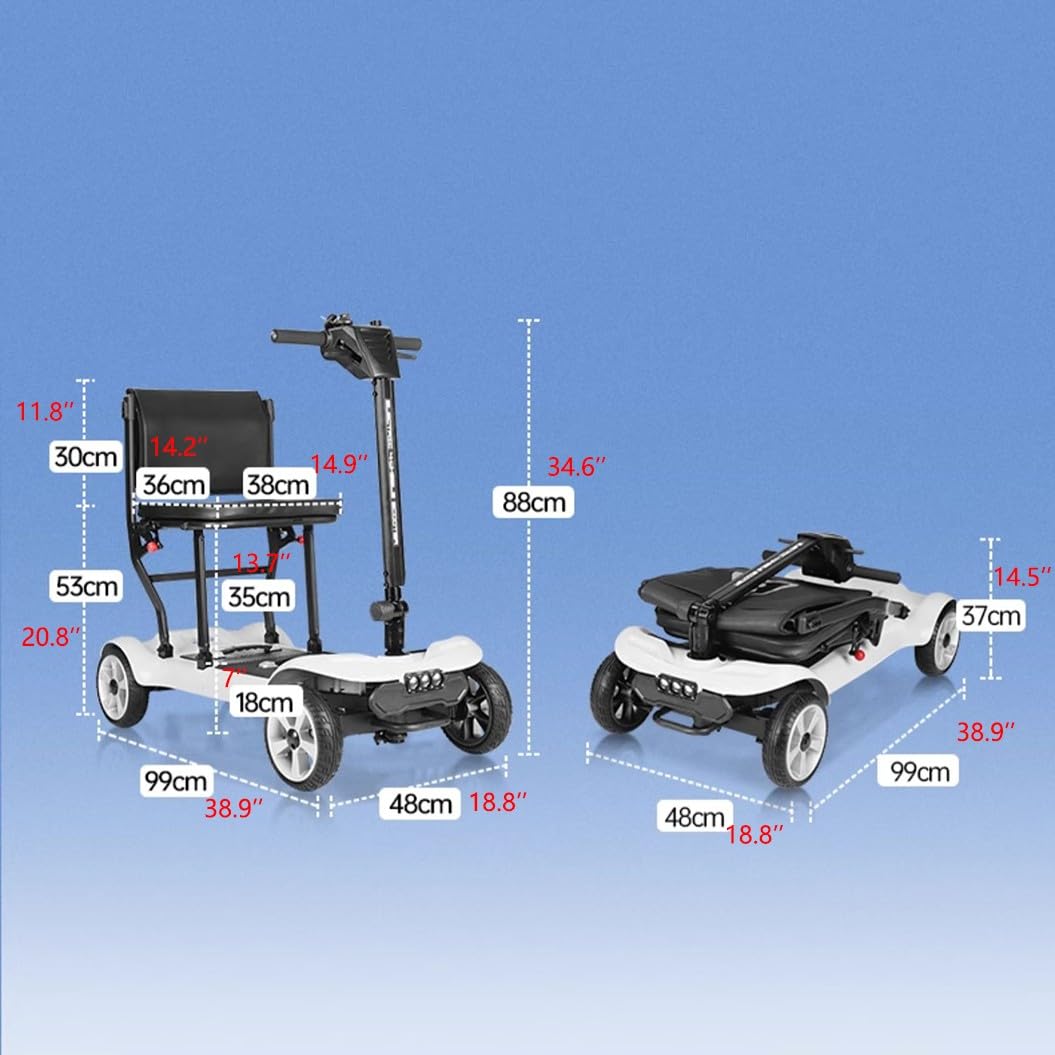 Scooters De Movilidad Scooter De Movilidad De 4 Ruedas,Scooter De Movilidad Plegable Portátil,Scooters para Personas Mayores,Silla De Movilidad De 4 Ruedas,Carga 120 Kg/265 Lbs A