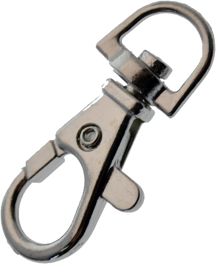 Bulk 100 Pack - Premium Metal Lobster Claw Clasp Hook Craft Findings - 1.5 Inch Clip with Trigger Snap and Round Eye Swivel D Ring by Specialist ID (Silver)