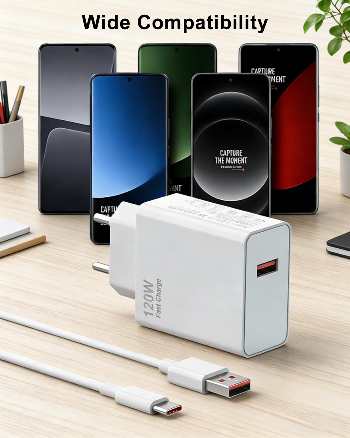 Szybka ładowarka USB C 120W, Turbo Hyper Charge kompatybilna z Xiaomi 17 15 | Xiaomi 17 Ultra/15Ultra/15 Pro/14/13/12/14t/13t/12t/12s, Pro Lite, Redmi Note K80/K70/K60/K50/11/11s Plus,Black Shark 4/5 Pro