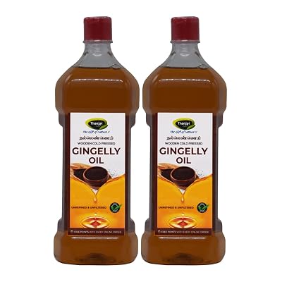 Thanjai Natural Gingelly Oil Wooden Cold Pressed 2 Litrs Organic Unrefined Natural Oil for Cooking- Heart Health + Chole