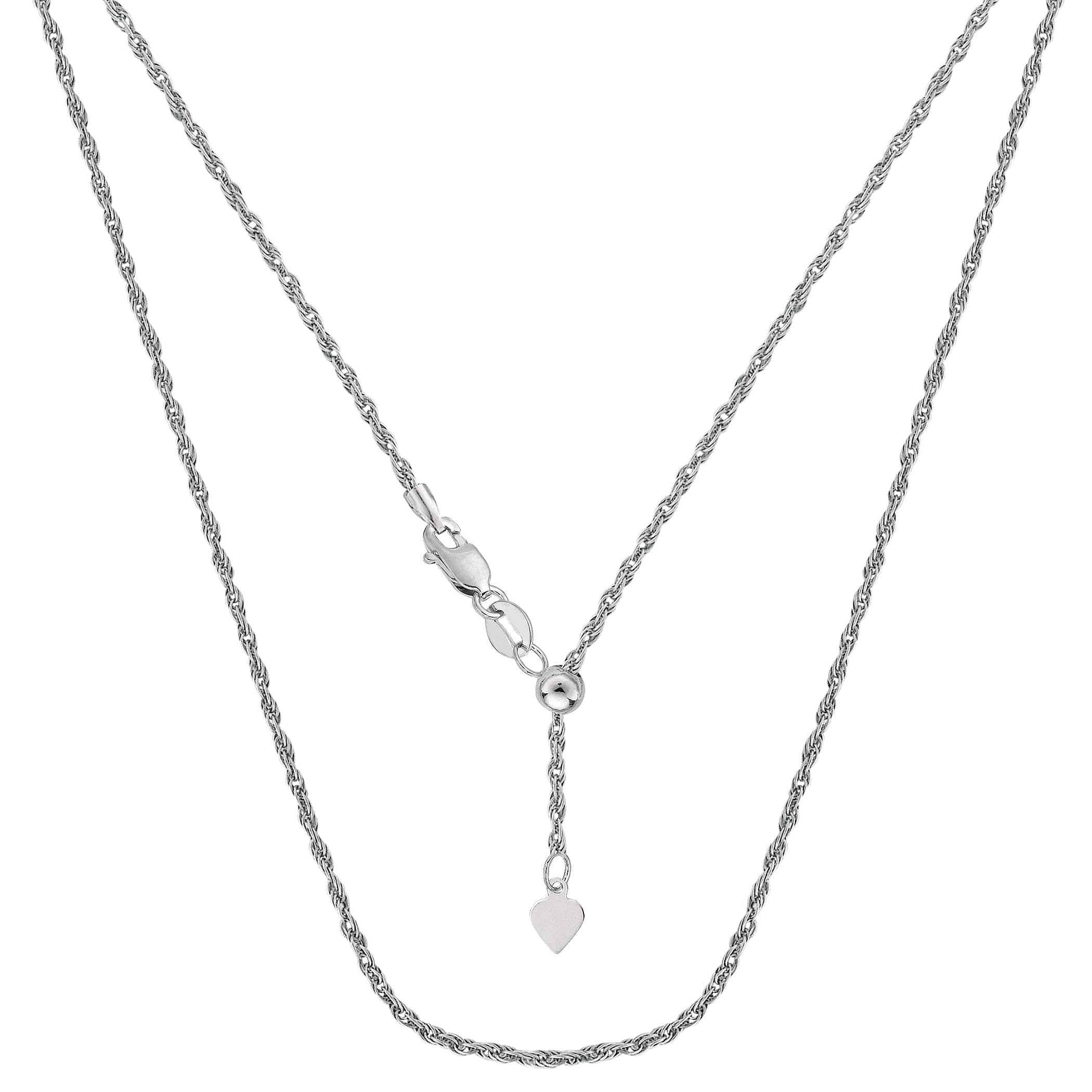 Jewelry Affairs Sterling Silver Rhodium Plated Sliding Adjustable Rope Chain Necklace, 22"