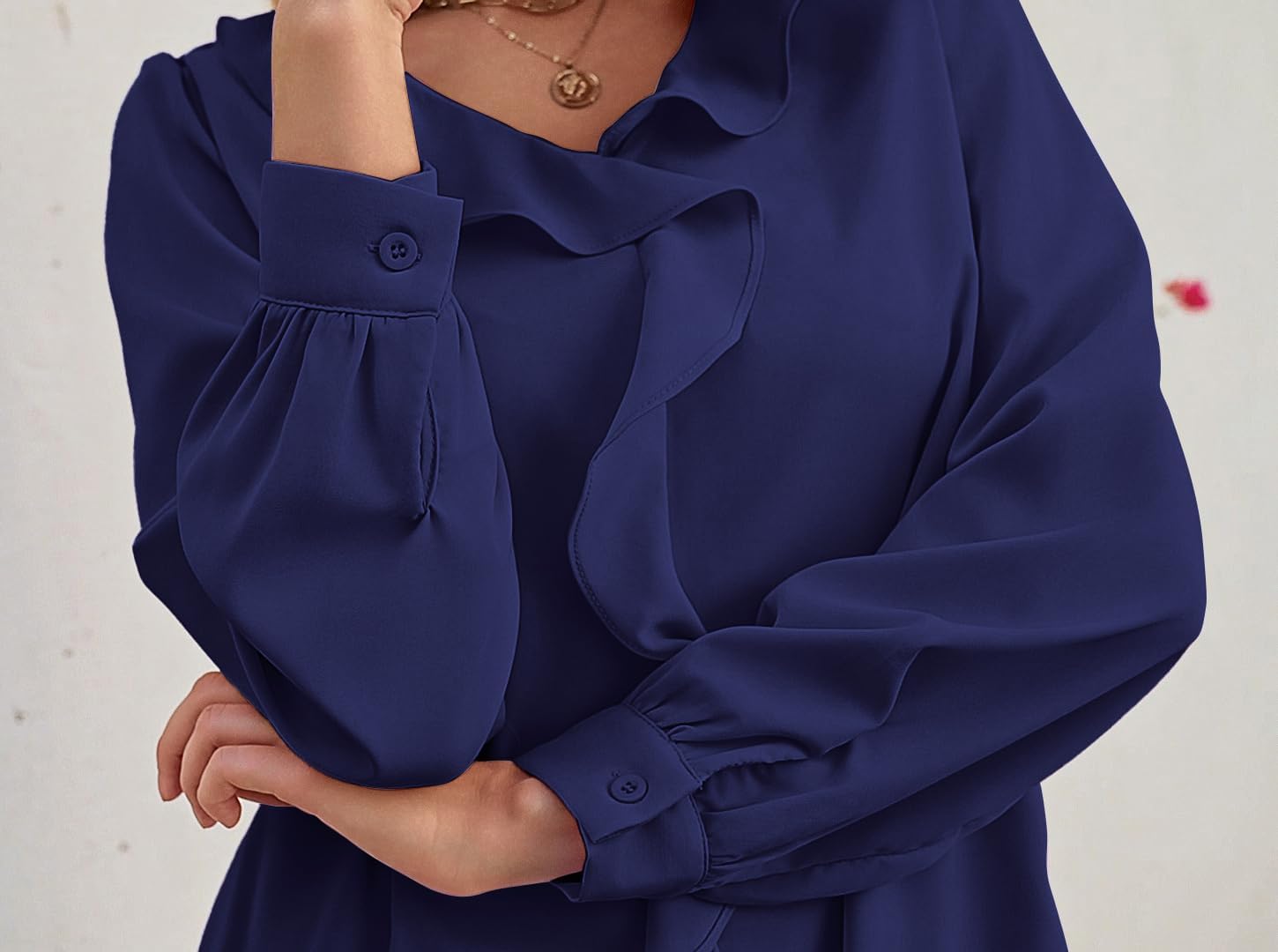 Neweek Womens Blouses Dressy Casual Ruffle Blouse Dressy Tops for Women Long Sleeve Blouses - Image 2