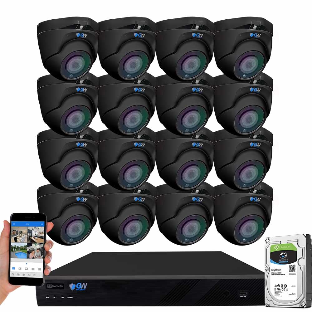 GW Security 16 Channel UltraHD 4K (3840x2160) Audio & Video Motorized Zoom Smart AI NVR Security System - 16 x 8MP Motorized 2.7-13.5mm 5X Optical