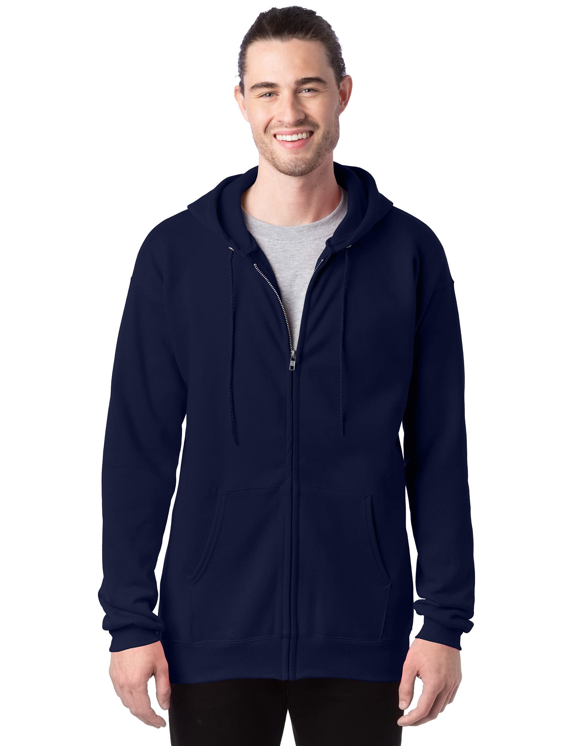 Hanes Men's Ultimate Cotton Full Zip Fleece Hood -f280, Deep Navy, X-Large