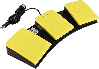 OLLGEN USB Foot Pedal for PC Gaming,Optical Control Foot Switch,Computer Map Mouse Keyboard Hotkey Combination Key Keypress Simulator Program Page Turner Transcription HID USB Triple Foot Pedal