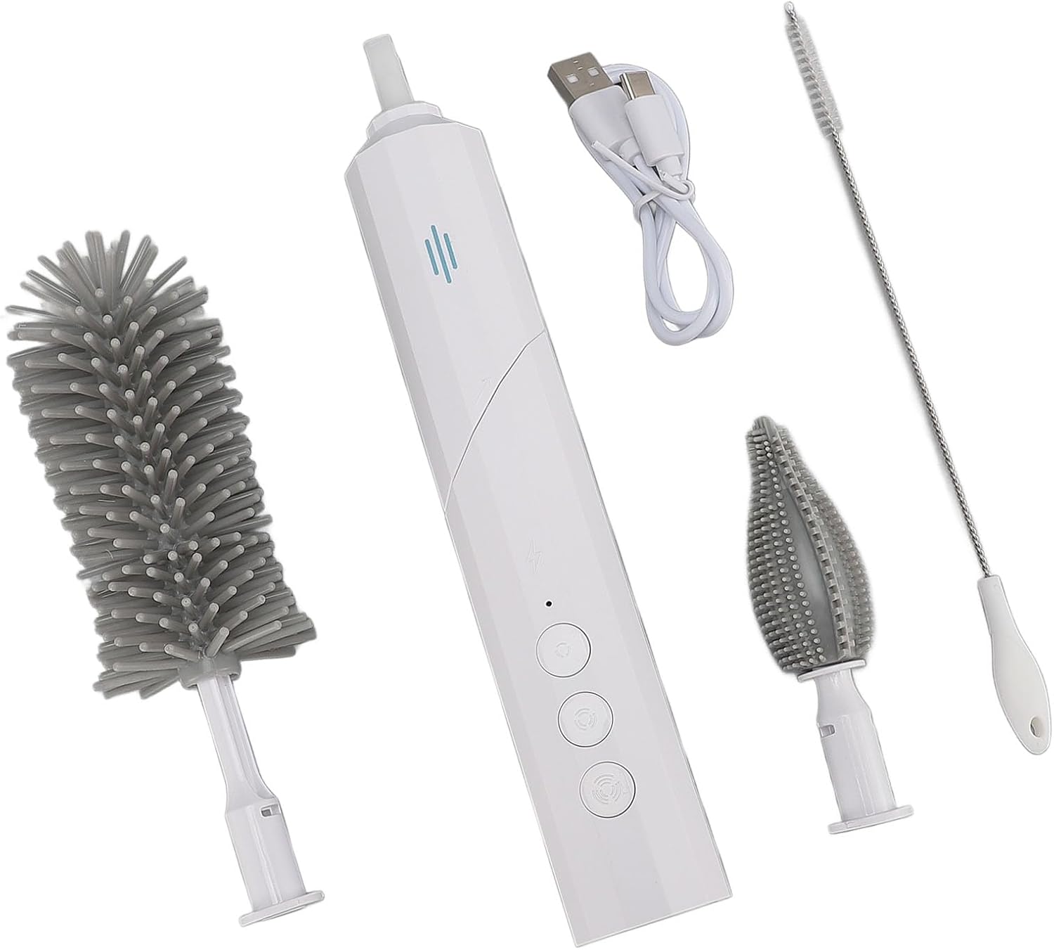 Pilipane Electric Bottle Brush Cleaner 3 Adjustable Speed Long Handle IPX7 Water Rechargeable Portable Electric Bottle Cleaner for Home Travel
