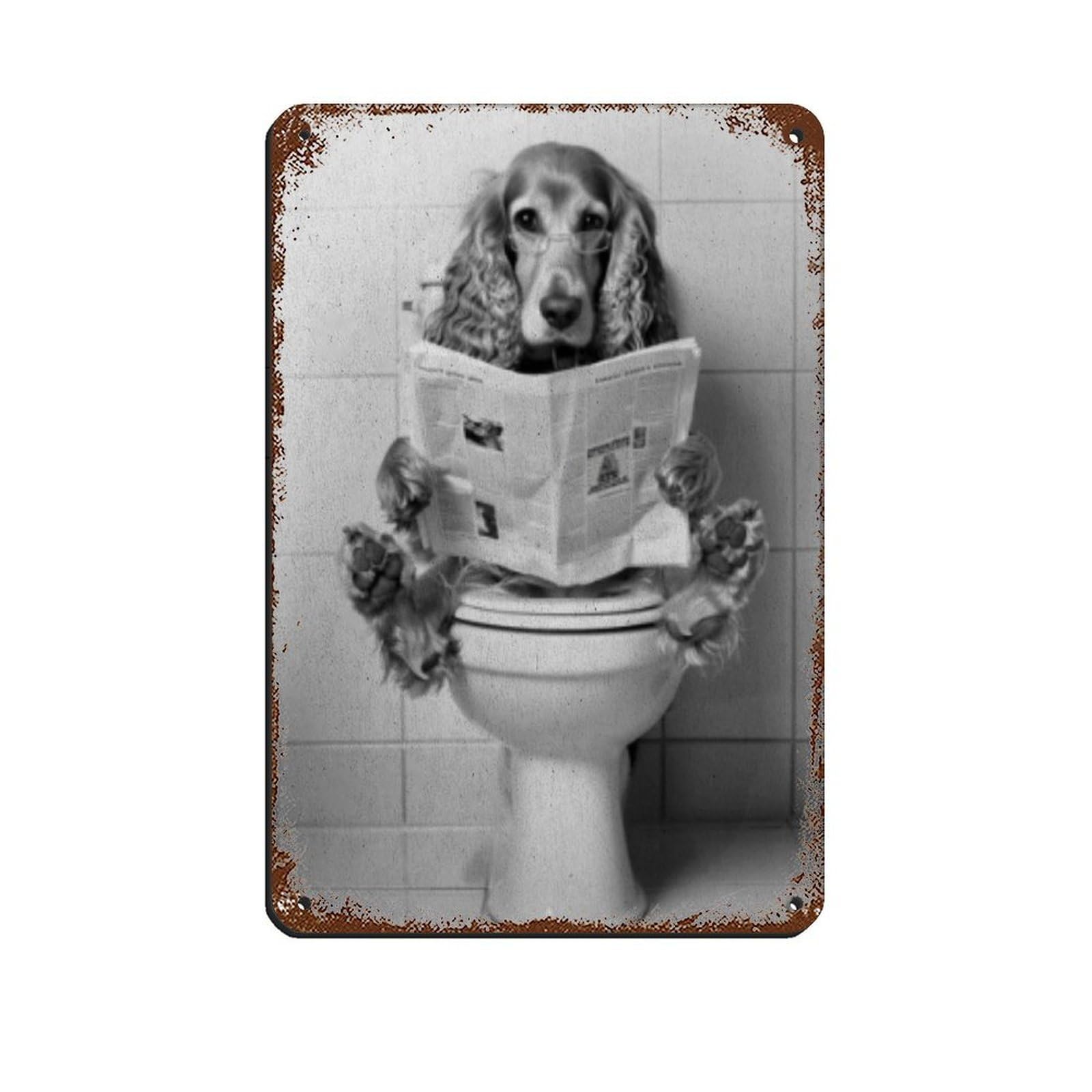 Cocker Spaniel Art Funny Bathroom Decor Tin Sign Vintage Metal Pub Club Cafe Bar Home Wall Art Decoration Poster Retro 8x12inch(20x30cm)