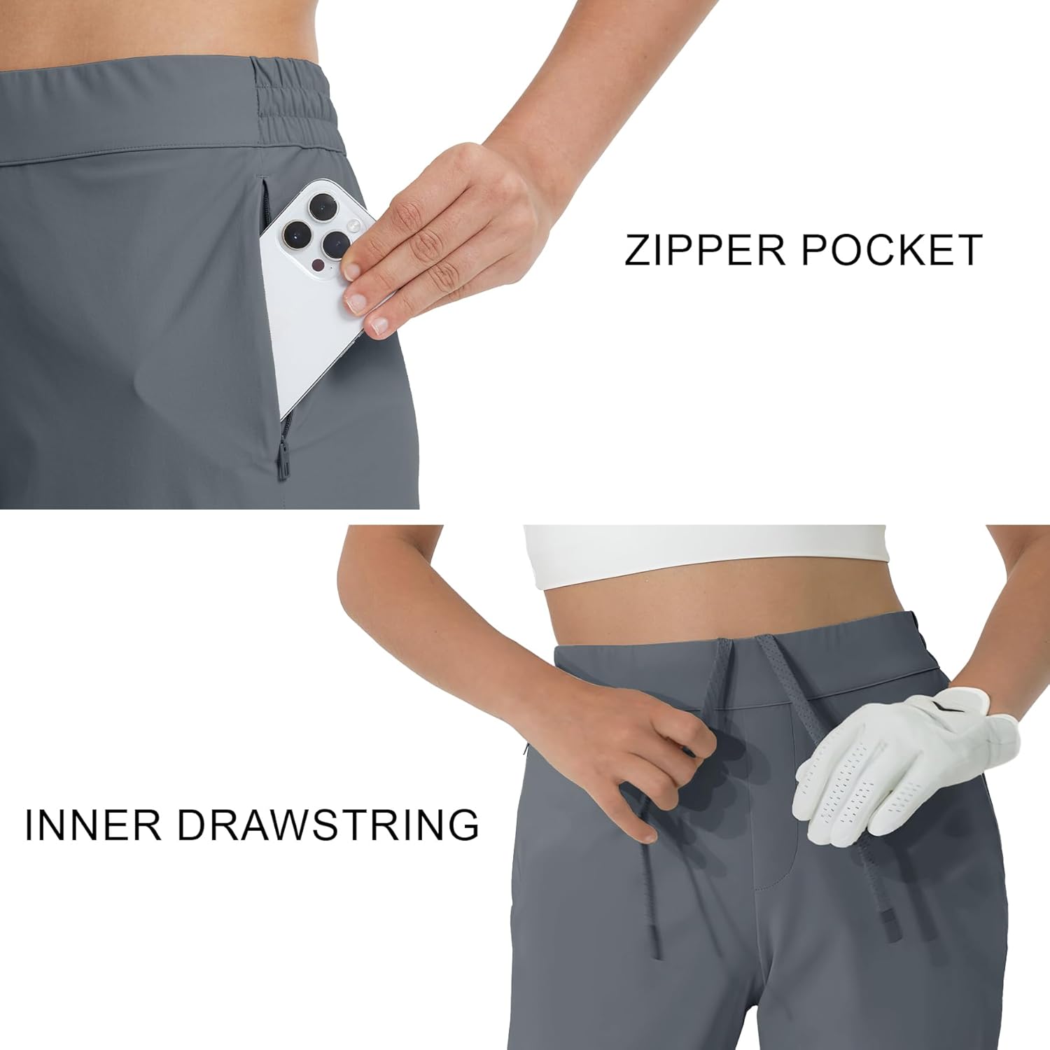 M MAELREG Women's Golf Pants with Zip Pockets 7/8 Ankle Stretch Lightweight Sweatpants for Athletic Hiking Travel Work Lounge - Image 3