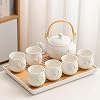 Chinesische Kung-Fu-Tee-Set Teeservice Porzellan 600ML Teekanne Keramik Weiß Und 140ML Cay Gläser*6 Mit Tea Tray Für Das Büro Teezubereitung Geschenke Für Teeliebhaber Frauen(B)