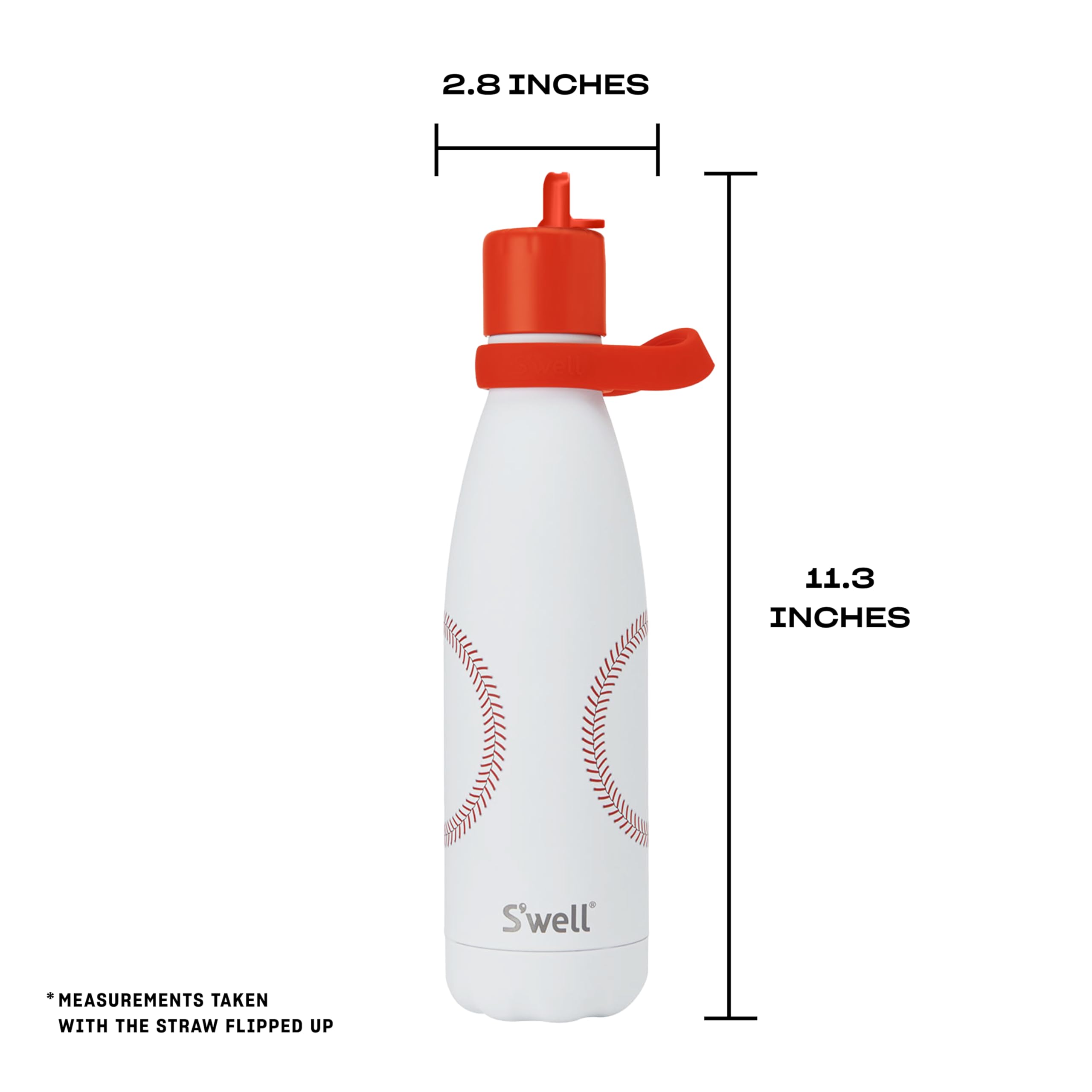 S'well Botella de agua de acero inoxidable con tapa abatible y asa, 17 onzas, Home Run, recipientes aislados al vacío de triple capa que mantienen las bebidas frías durante 36 horas y calientes