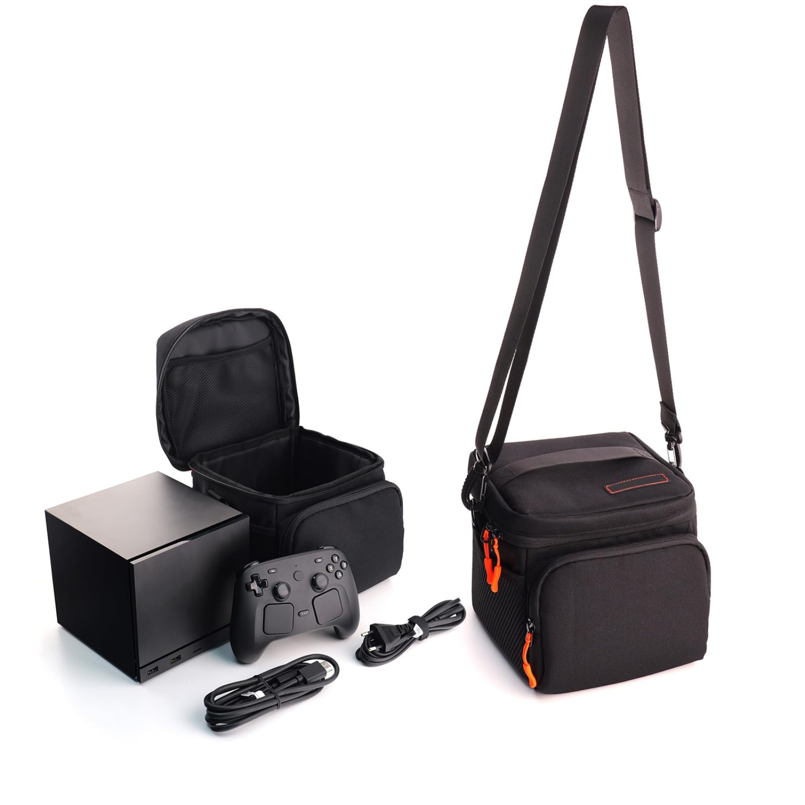 Generico Custodia da viaggio console per Steam Machine, borsa da trasporto impermeabile e antiurto di grande capienza per controller, cavi e accessori, con manico e tracolla