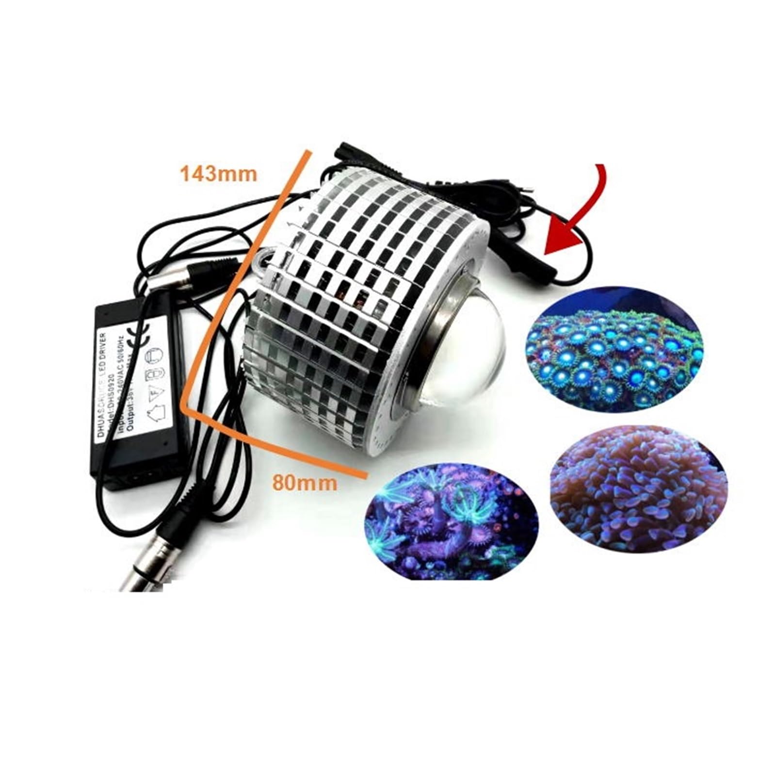 iluminación para acuarios 100W Full Spectrum Led Acuario Iluminación Arrecife marino Coral Bombilla de luz for agua salada Tanque de agua dulce Peces para acuario plantado(Mode G_E)