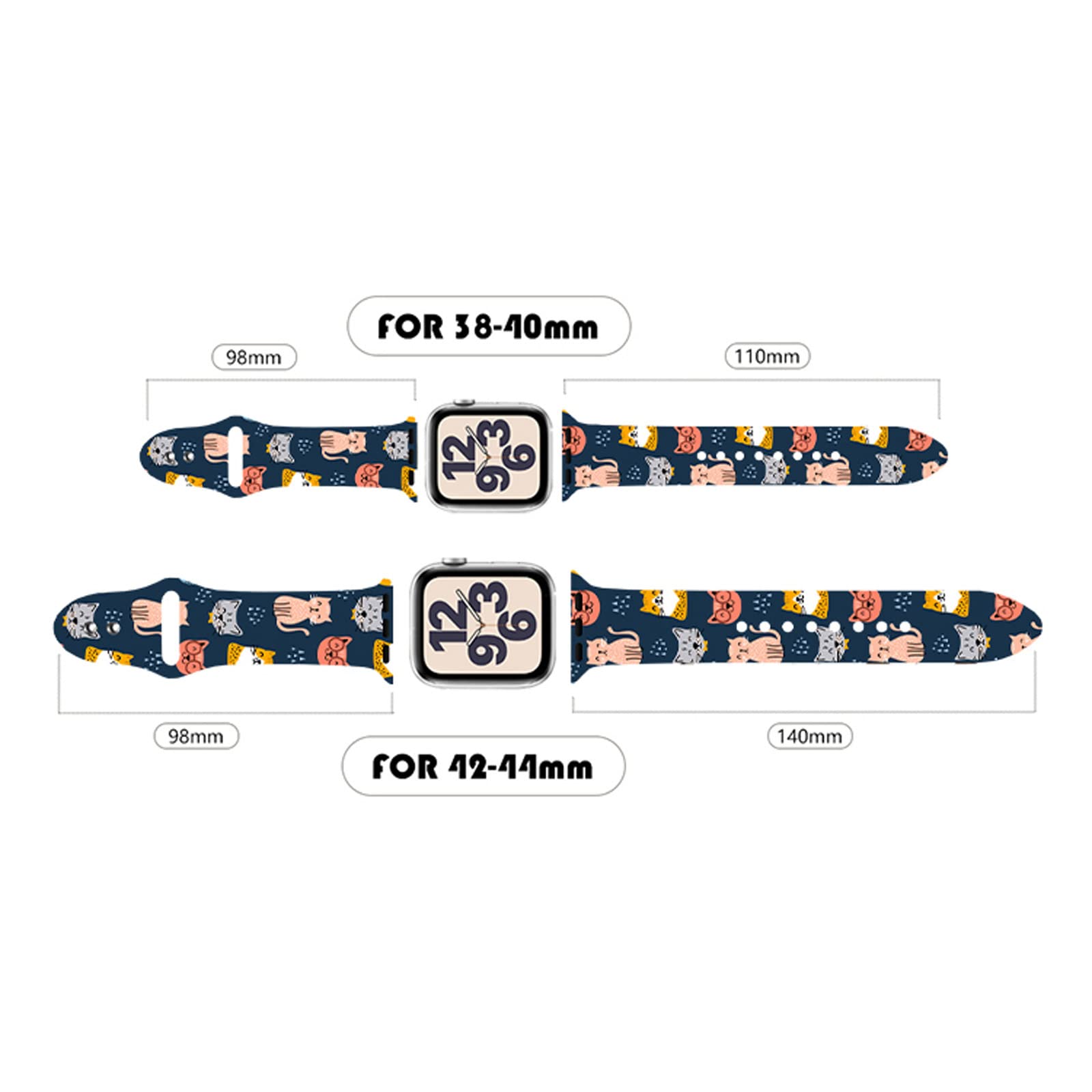 Pasek do zegarka kompatybilny z Apple Watch 38 mm, 40 mm, 41 mm, 42 mm, 44 mm, 45 mm, 49 mm, dla kobiet i mężczyzn, regulowany, miękki, silikonowy