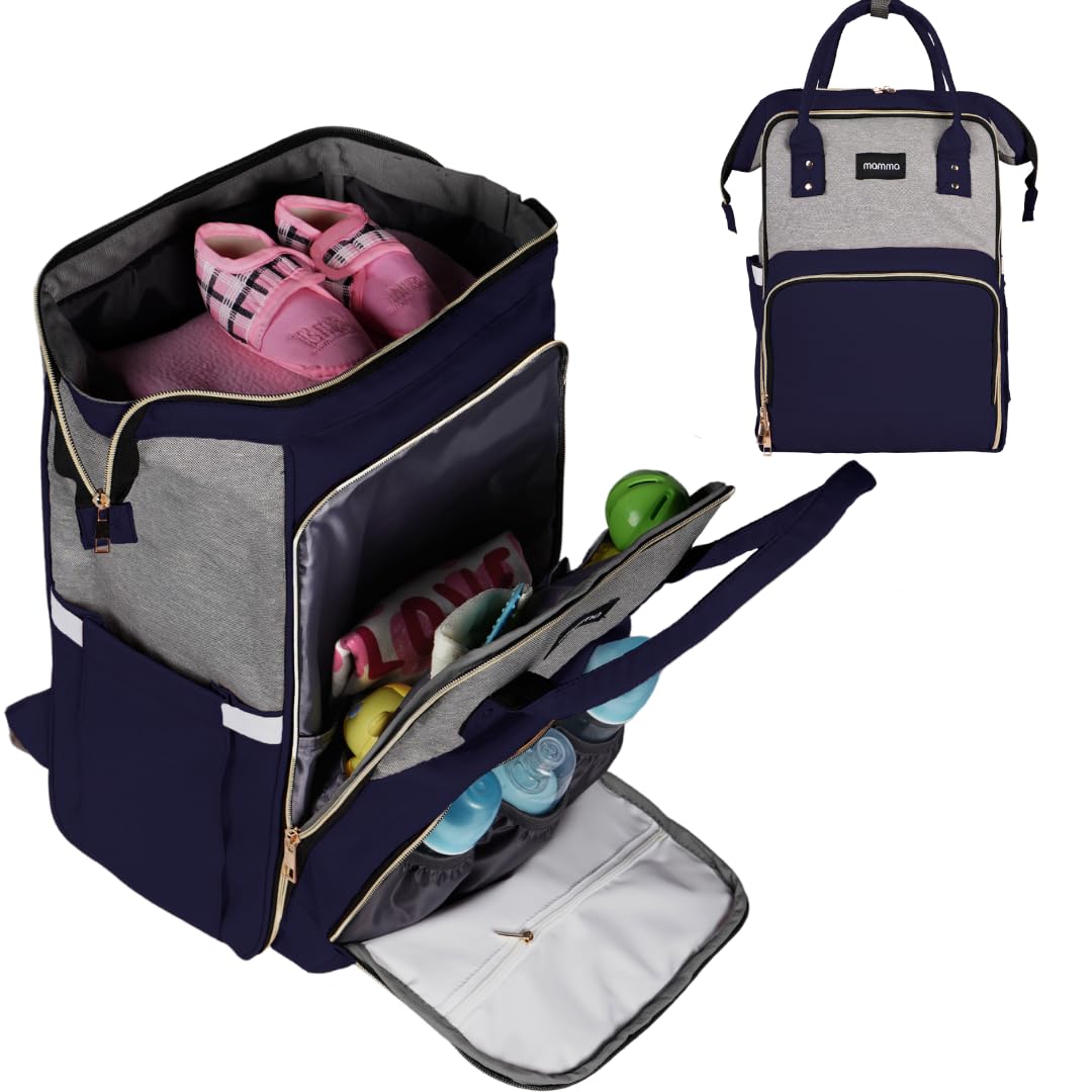 MAMMA Dual Partition Diaper Bag For Mothers for Travel, Baby Bag for Mother Travel,16 Pockets Diaper Bags for Mom and Hospital Bag for Delivery Women,Unisex Baby diaper Bag with 9 Month Warranty