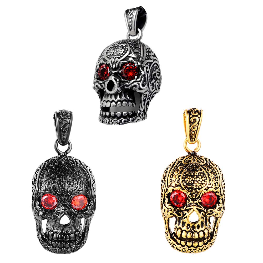 Collana Uomo Ciondolo Teschio - Acciaio Inox, Argento, Catena 55cm, Regalo Unisex - Foto 2