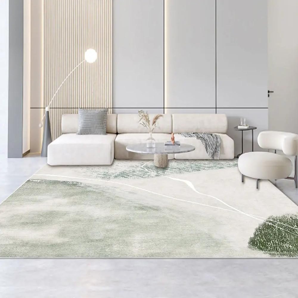 Tapis vert pour salon grand format 100x160 cm épais et moelleux