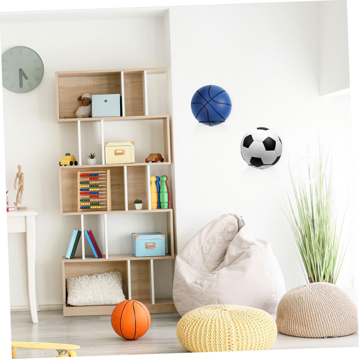 YARNOW 8pcs Wall Mounted Ball Rack Metal Storage Stand for Basketball Volleyball Football Soccer Organizer Space-Saving Sports Equipment Holder for Home Gym