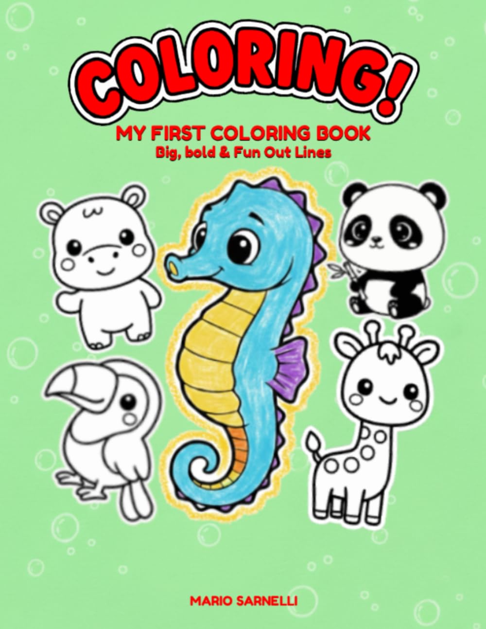 Kawaii Animals Coloring Book: Cute Black and White Doodle Pages for Kids and Adults: Simple Illustrations for All Ages