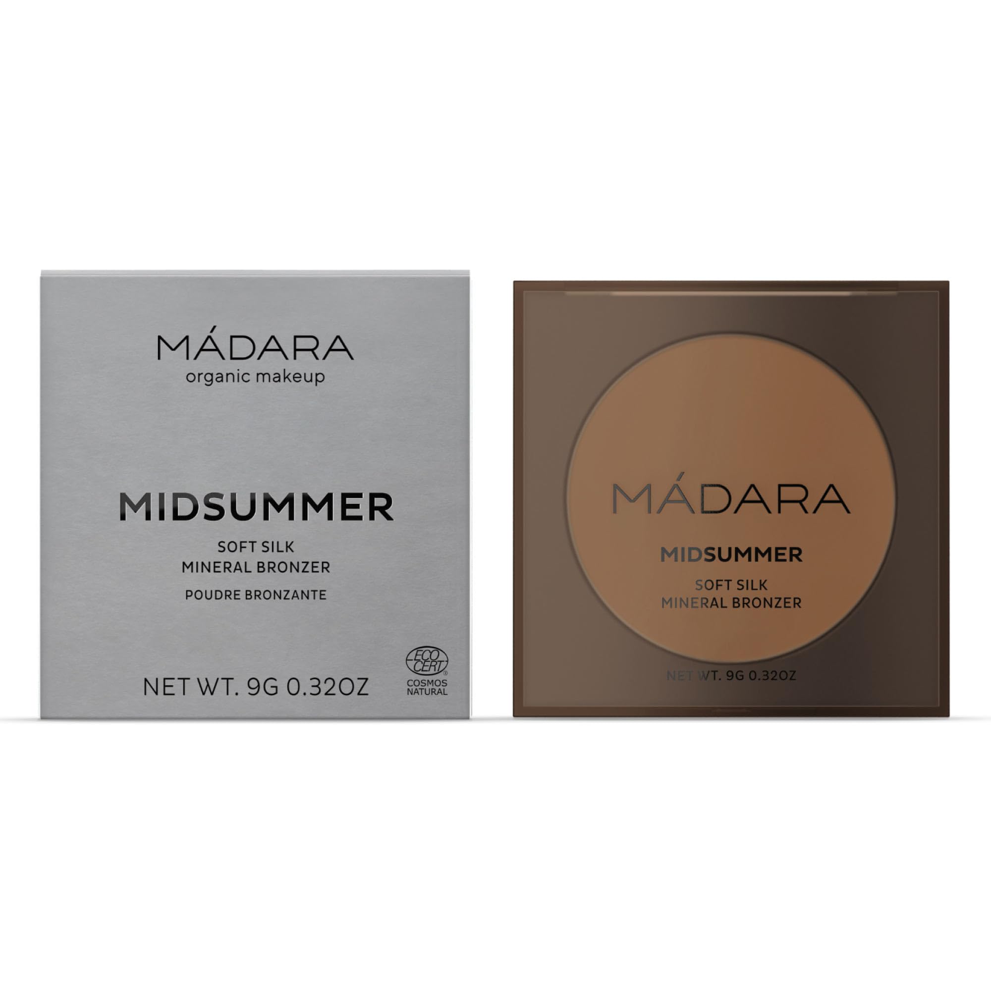 MÁDARA MIDSUMMER Soft Silk Mineral Bronzer #1 Heat, polvo bronceador natural, sin talco, sedoso, fino, vegano, 9 g, brillante verano brillante para todo tipo de piel