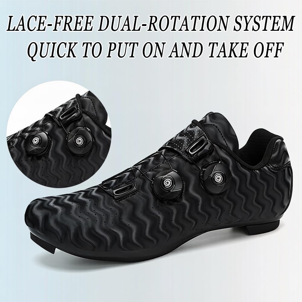 FANSU Scarpe da Ciclismo Uomo e Donna, Scarpe da Bike Dotato a Doppio Allacciamento Rapido, Scarpe da Diclismo Compatibili SPD & SPD-SL per Interni e Esterni