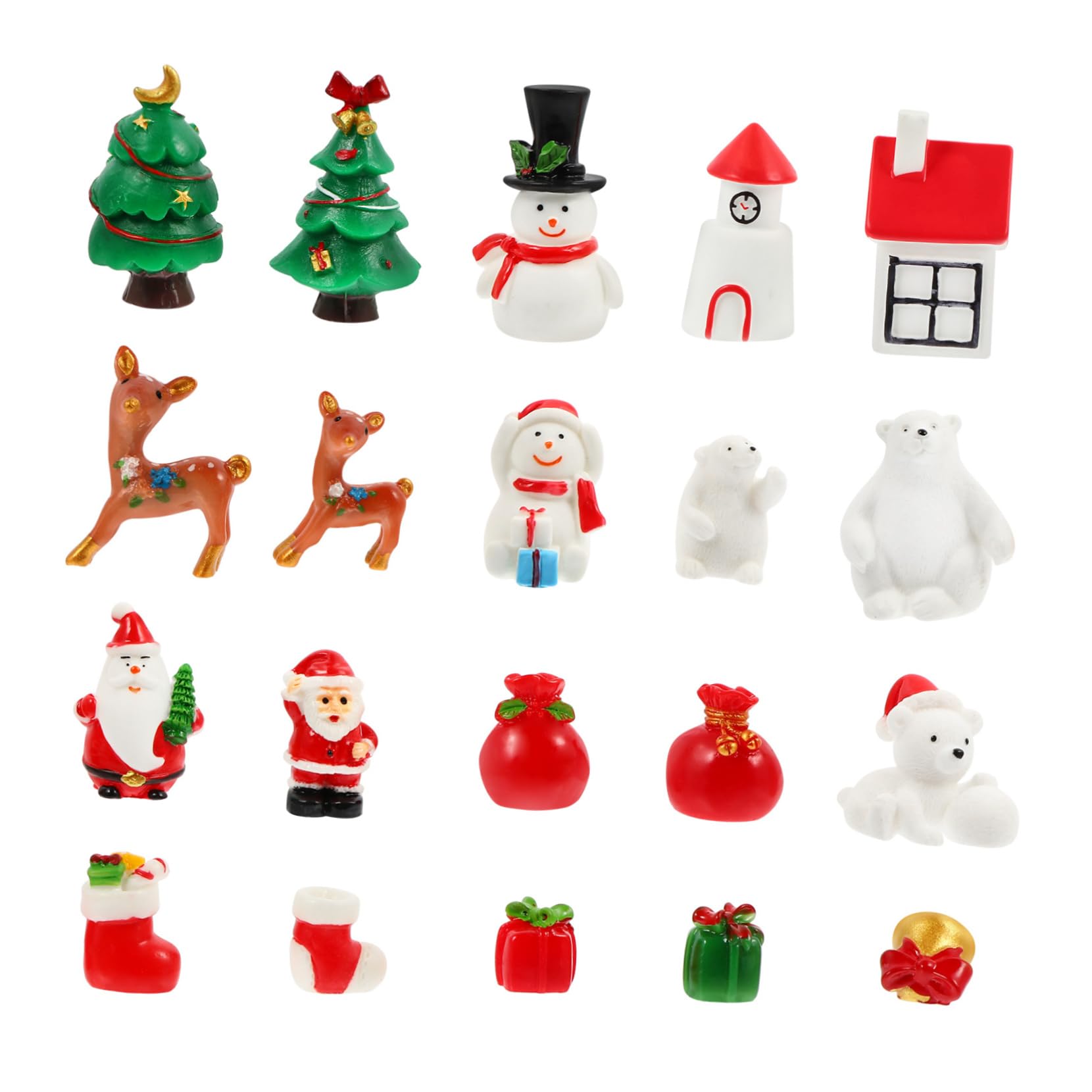 Yardenfun 30pcs Miniature Christmas Resin Reindeer and Sleigh Ornaments for Home Office Decor for Holiday Landscape Elegant Boys and Girls and Family