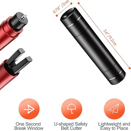 Miniatura 7 de Paquete de 2 martillos de seguridad y cortador de cinturón de seguridad para automóvil, martillo de seguridad 2 en 1, interruptor de vidrio