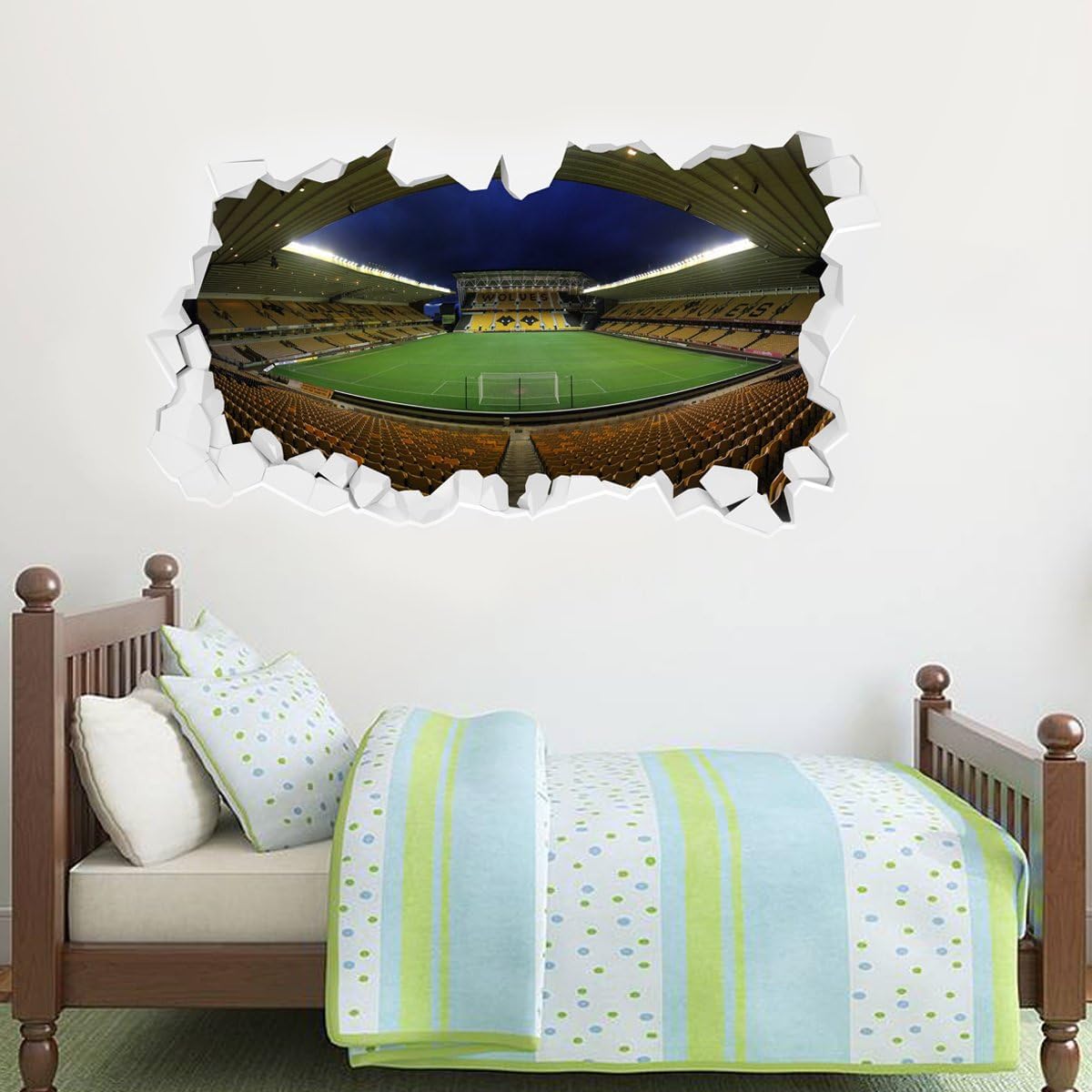Beautiful Game Wolverhampton Wanderers Football Club Molineux Stadium Broken Wall Art Sticker Mural (120cm x 60cm)