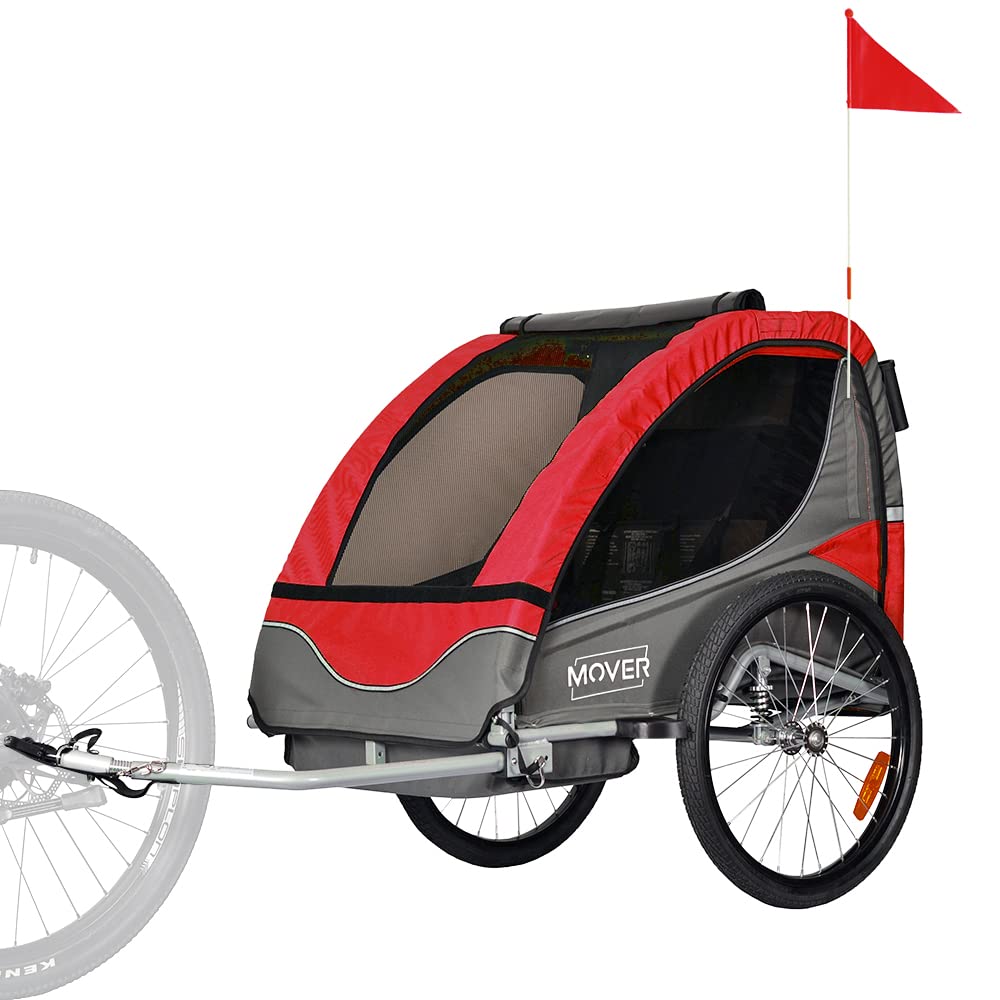 PAPILIOSHOP Mover Remorque Vélo Chariot de Transport et Poussette Pliable Tout-Terrain Sécurisée pour 1 ou 2 Enfants - Remorque Multifonction Enfants pour Vélo, Randonnée et Loisirs (Rouge)