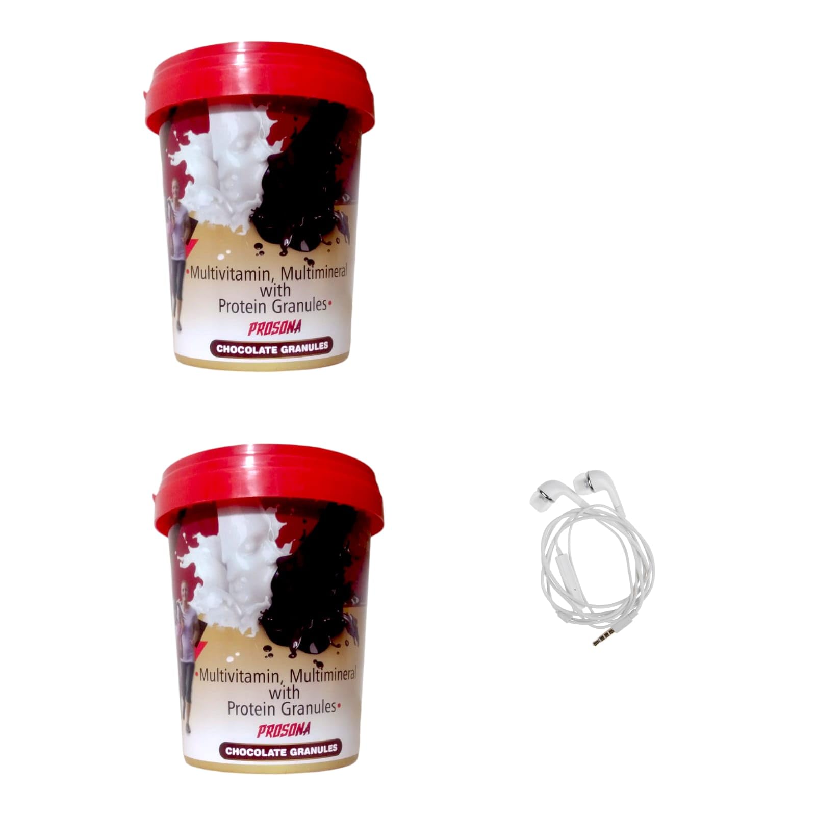 prosona protein granules muulty vitamines multyminerals choacklate granules 200g pack of 2 with earphone