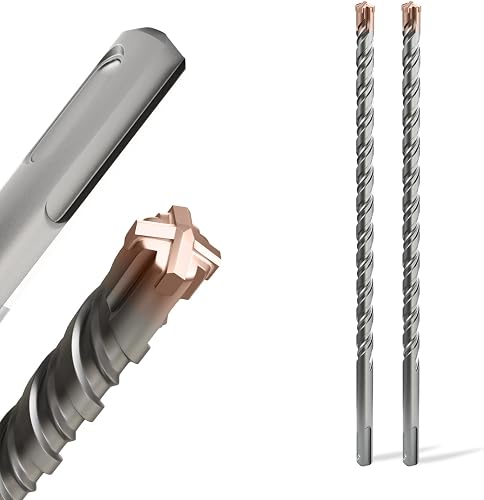 2PCS SDS Plus Rotary Hammer Drill Bits, 5/8"×12"(16mm×310mm) - 4 Carbide Cutting Edges & Coated Head, Ideal for Masonry| Heavy-Duty Masonry |Hammer Drill Bits for Precision Drilling