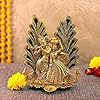 NOBILITY Radha Krishna Idol Statue with Diya Metal Gold Plated Peacock Design Hindu Religious Radha Krishan Showpiece Figurine for Janmashtami Home Temple Pooja Decorative Wedding Return Gift Items