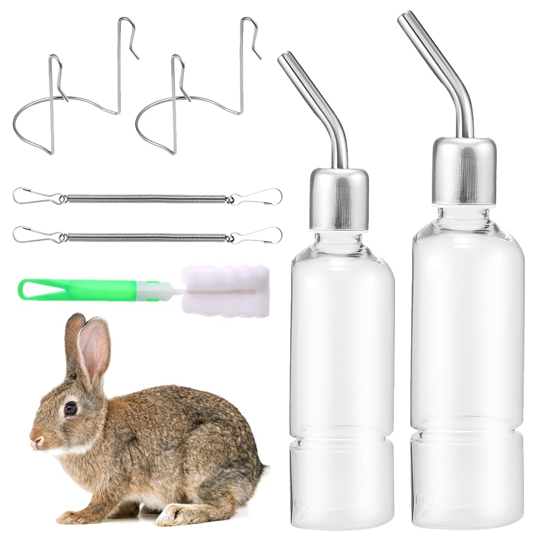 zhwohyu Bebedero Conejo, 2 Piezas Botella de Agua para Mascotas Colgantes, Alimentador AutomáTico de Agua, Colgando Botella de Bebedero Hamster para Roedores,hámster, Ratas, Hurones, Conejos