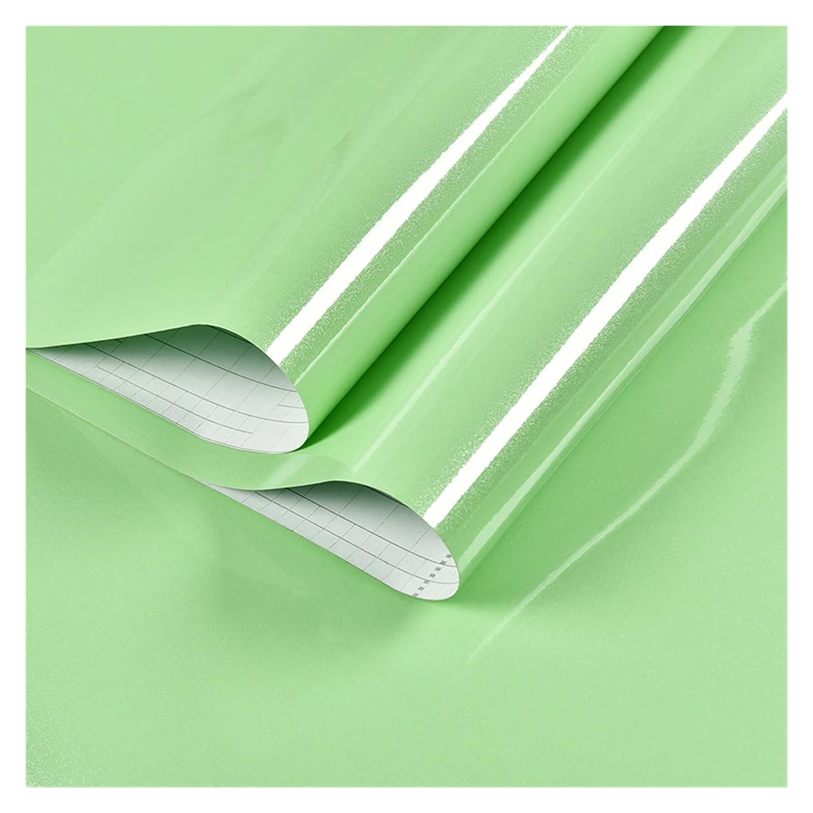 Papier peint brillant vert clair 5mx40cm, film autocollant de rénovation pour cuisine et bureau