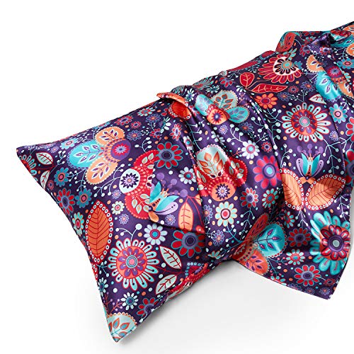 Image of MR&HM Satin Body Pillow Cover, Soft and Breathable Body Pillow Case with Envelope Closure, Cooling and Silky Long Pillowcase for Hair and Skin,Grey (20x54, Boho Floral)